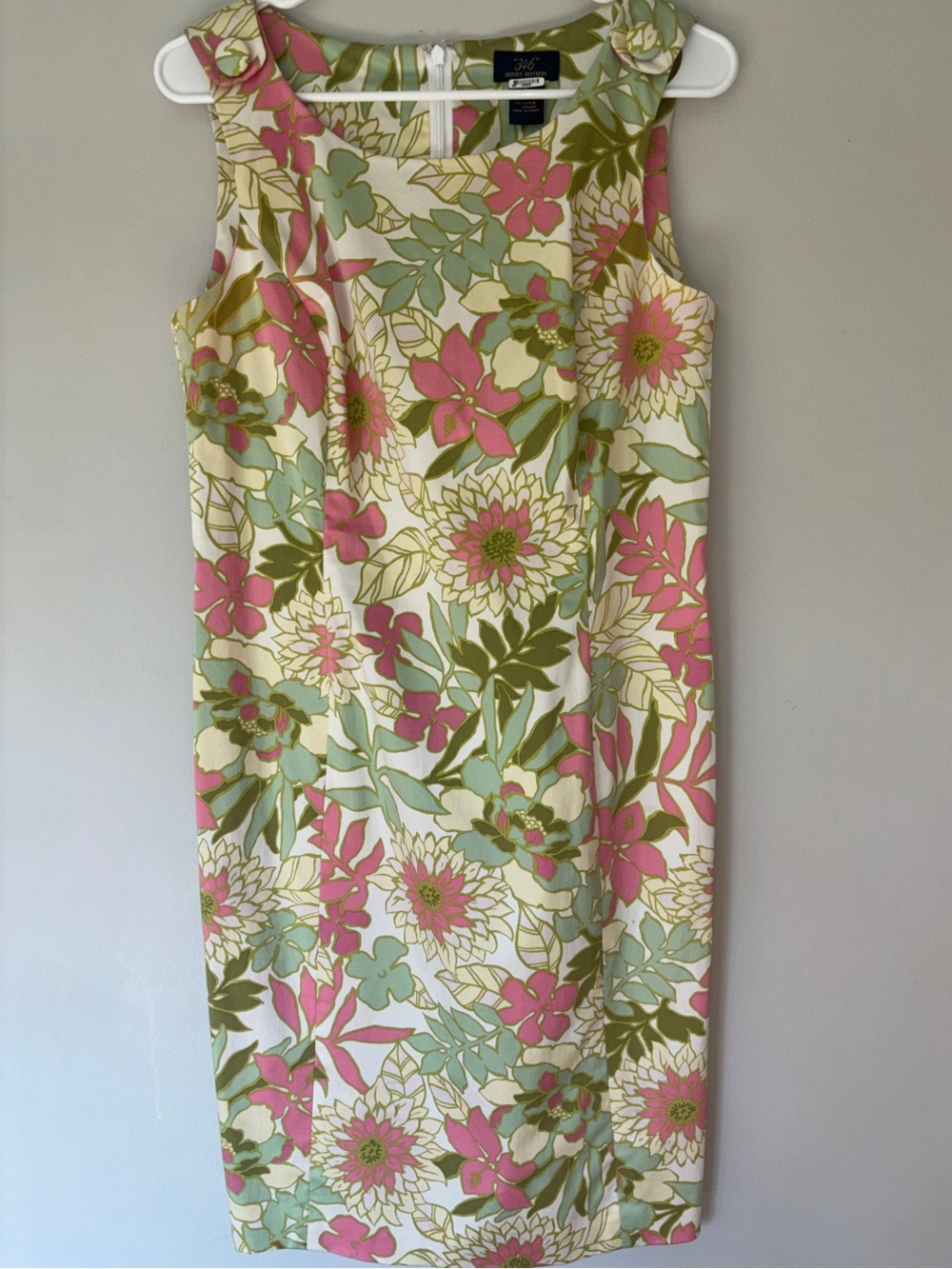 Brooks Brothers Floral Shift Dress in Cream, Pink & Green